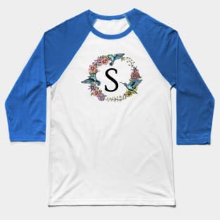 Monogram Frame Hummingbirds Letter S Baseball T-Shirt